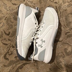 Under Armour White and Gray Athletic Shoes with Breathable Fabric